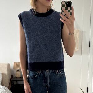 Sezane XS Samuel Blue merino wool sweater vest / jumper